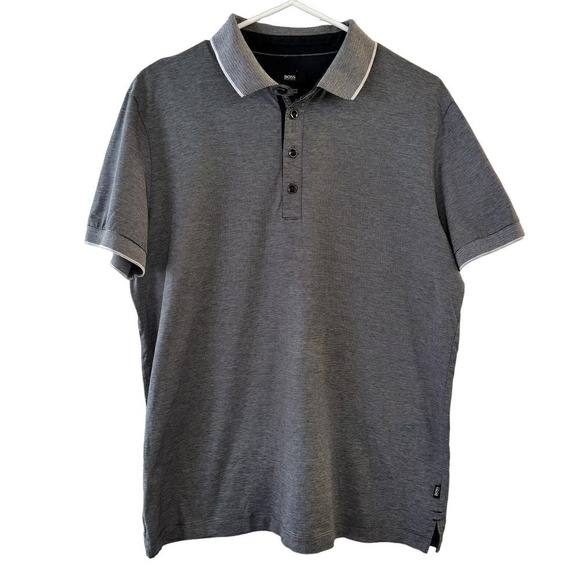 Boss MERCERIZED-COTTON POLO SHIRT WITH CONTRAST TIPPING Size Small - Picture 1 of 5